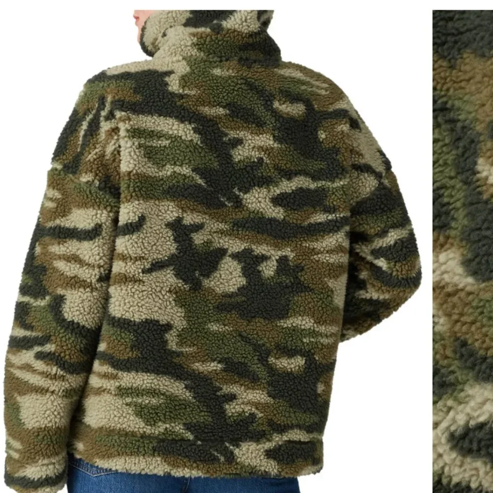 J. CREW Oversized Camo Sherpa Pullover Jacket Fits Like A Small XXS $138 msrp